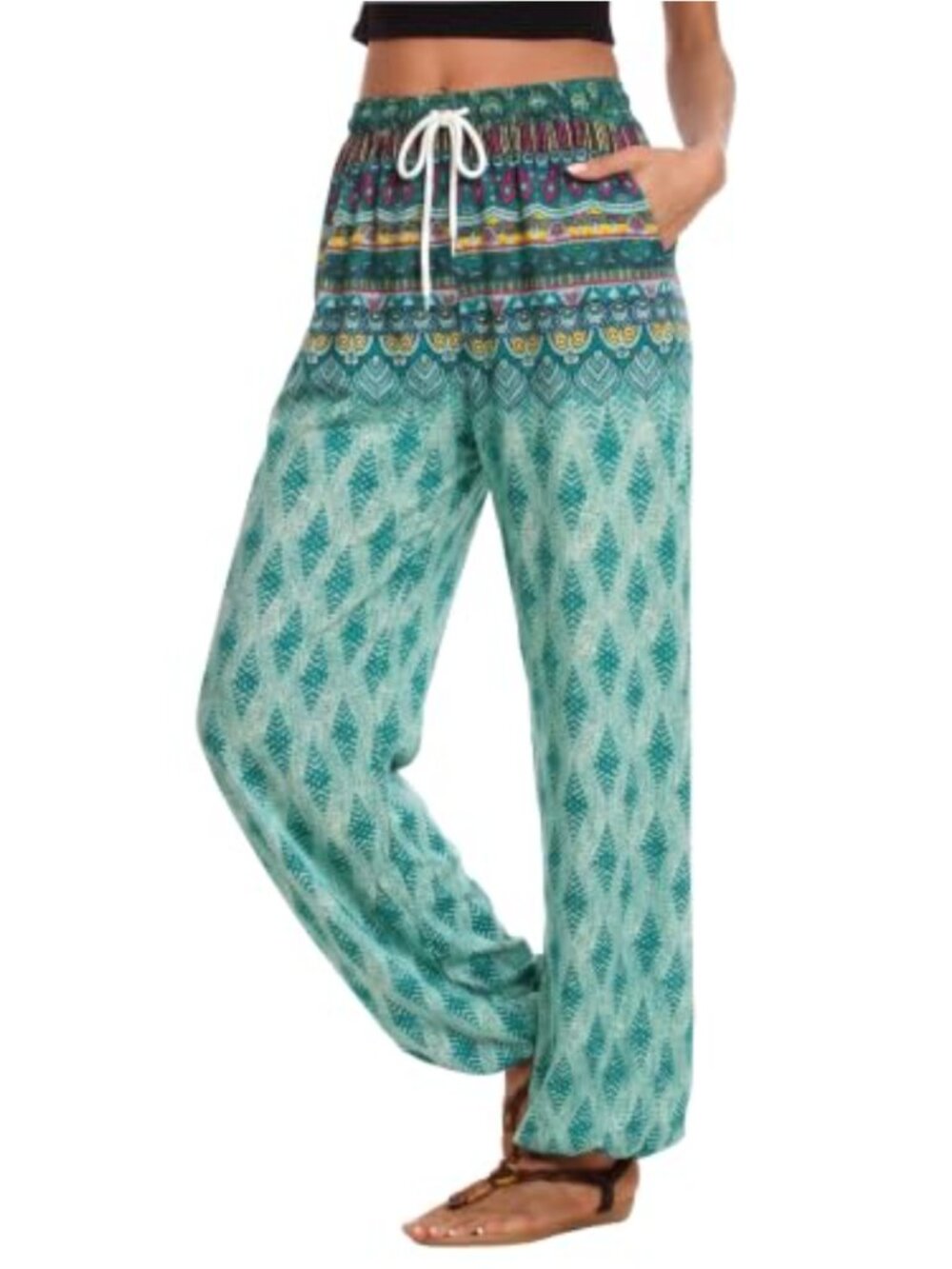 Urban CoCo Floral Print Boho Harem Pants Jogger Wide Leg Yoga